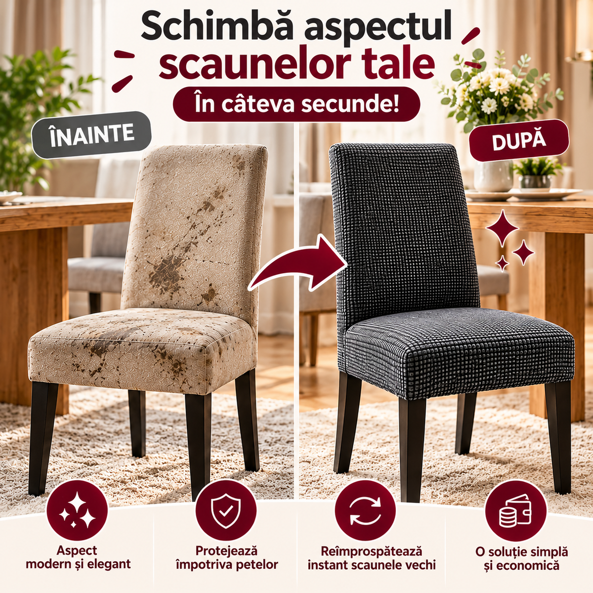 Set 6 Huse de Scaun Universale Elastice